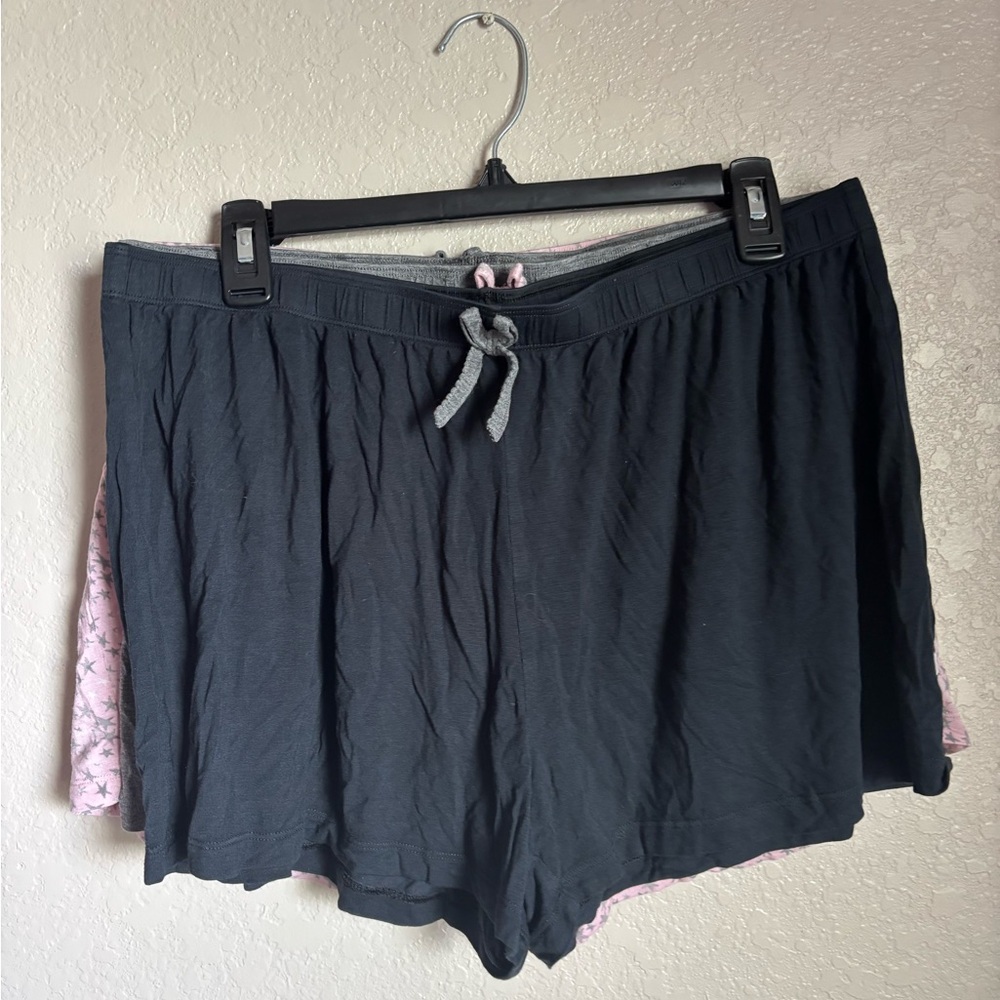 Pink and Black Pajama Shorts with Soft Knit Fabric